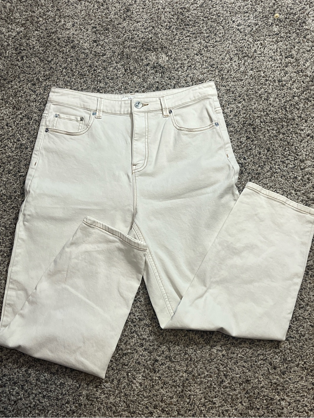 JZ Juzui Classic Straight-Leg Women's Jeans in White, Size XL